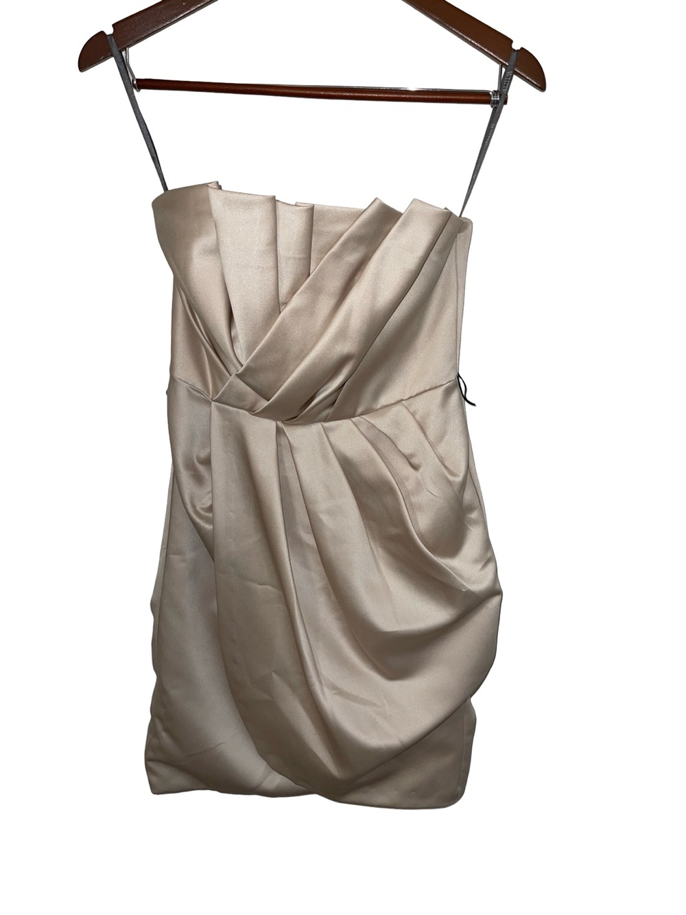 Vera Wang Vintage Strapless Pleated Satin Mini Dress - Champagne size 0